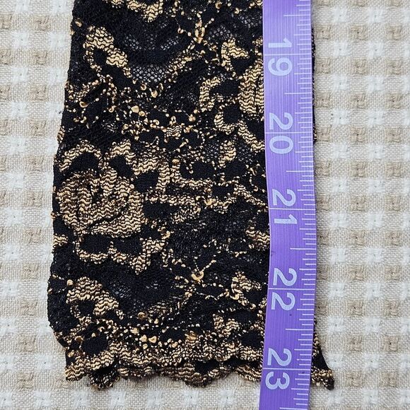 Reba Sheer Mesh Black & Metallic Gold High Collar Button Neck Long Sleeve Bouse - Picture 12 of 12